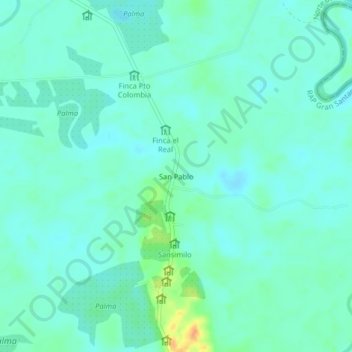 Mappa topografica San Pablo, altitudine, rilievo