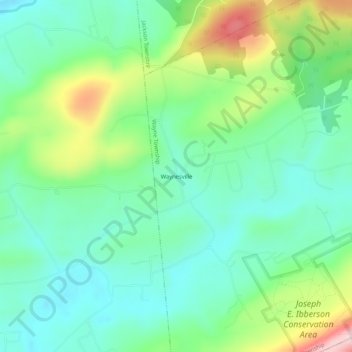 Mappa topografica Waynesville, altitudine, rilievo