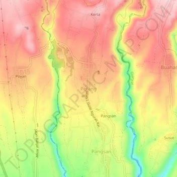 Mappa topografica Petang, altitudine, rilievo