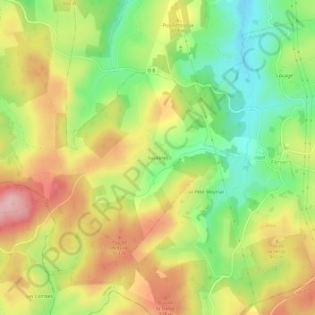 Mappa topografica Soulières, altitudine, rilievo
