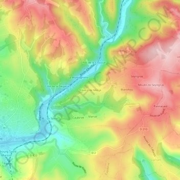 Mappa topografica Travers de Metge, altitudine, rilievo