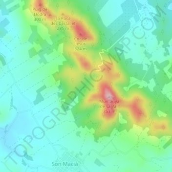Mappa topografica Can Moreta, altitudine, rilievo