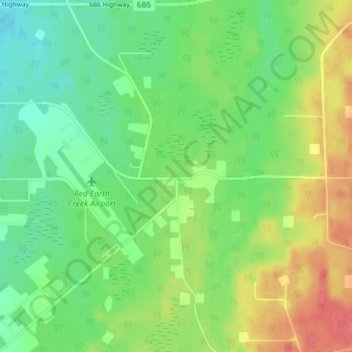 Mappa topografica Red Earth Creek, altitudine, rilievo