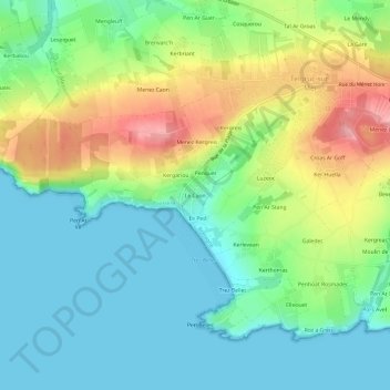 Mappa topografica Le Caon, altitudine, rilievo