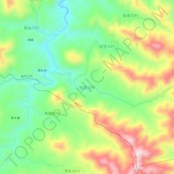 Mappa topografica 施家沟村, altitudine, rilievo