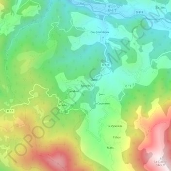 Mappa topografica Mourès, altitudine, rilievo