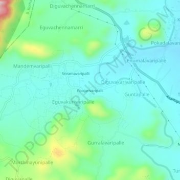 Mappa topografica Poojarivaripalli, altitudine, rilievo