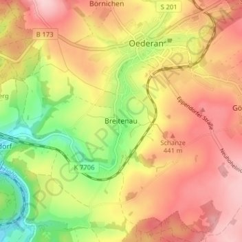 Mappa topografica Breitenau, altitudine, rilievo