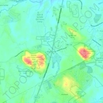 Mappa topografica Kent Corner, altitudine, rilievo
