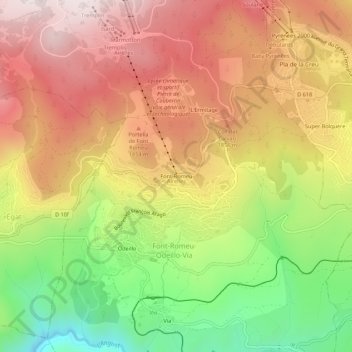 Mappa topografica Font-Romeu, altitudine, rilievo