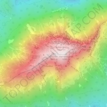 Mappa topografica Ötscher, altitudine, rilievo