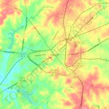 Mappa topografica Chester, altitudine, rilievo