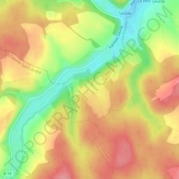 Mappa topografica Saint-Georges, altitudine, rilievo