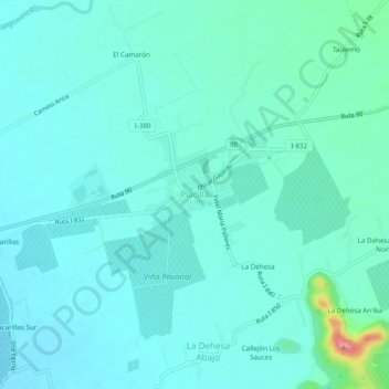 Mappa topografica Placilla, altitudine, rilievo