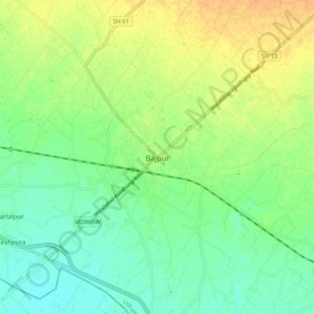 Mappa topografica Bajpur, altitudine, rilievo