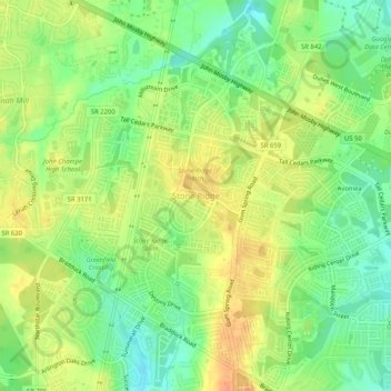 Mappa topografica Stone Ridge, altitudine, rilievo