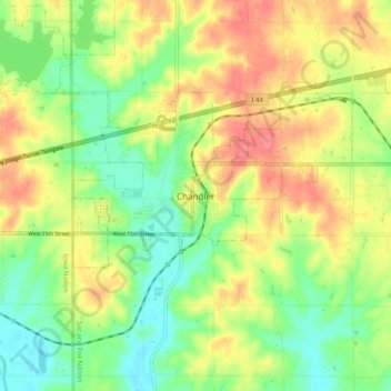 Mappa topografica Chandler, altitudine, rilievo