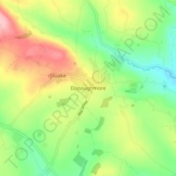 Mappa topografica Donoughmore, altitudine, rilievo