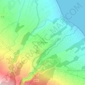 Mappa topografica Les Orangers, altitudine, rilievo