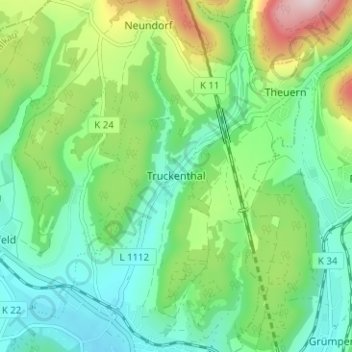 Mappa topografica Truckenthal, altitudine, rilievo