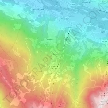 Mappa topografica Le Bettex, altitudine, rilievo