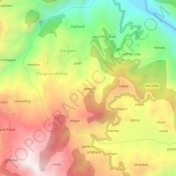 Mappa topografica banja, altitudine, rilievo