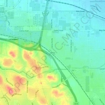 Mappa topografica Neroly, altitudine, rilievo