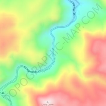 Mappa topografica Bridal Veil Falls, altitudine, rilievo