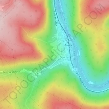 Mappa topografica Terres Rochette, altitudine, rilievo