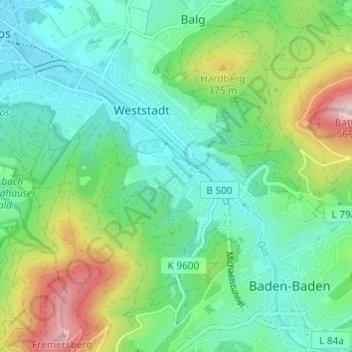 Mappa topografica Oosscheuern, altitudine, rilievo