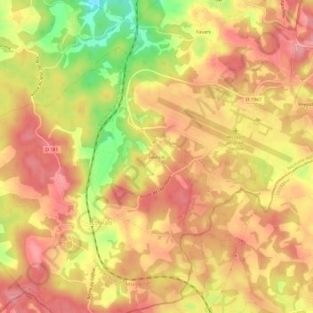 Mappa topografica Sourzat, altitudine, rilievo