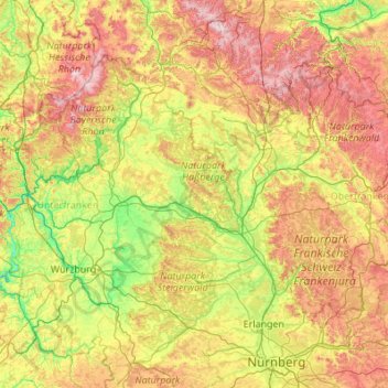 Mappa topografica Haßberge, altitudine, rilievo
