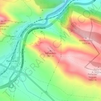 Mappa topografica Valcavado, altitudine, rilievo