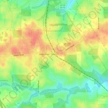 Mappa topografica Flippen, altitudine, rilievo