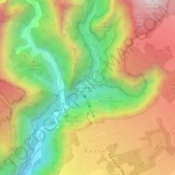 Mappa topografica Grand Bassin, altitudine, rilievo