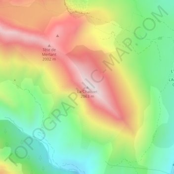 Mappa topografica La Chauvet, altitudine, rilievo