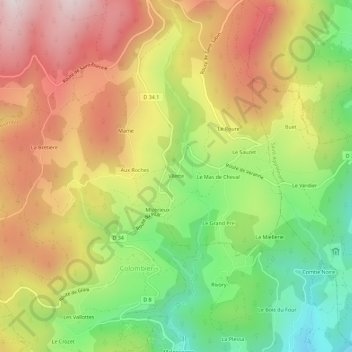 Mappa topografica Vilette, altitudine, rilievo