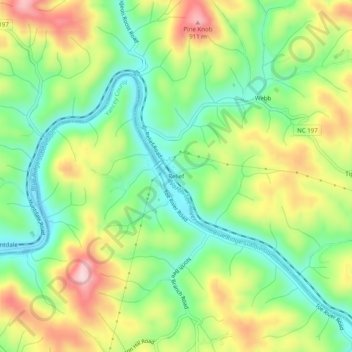 Mappa topografica Relief, altitudine, rilievo