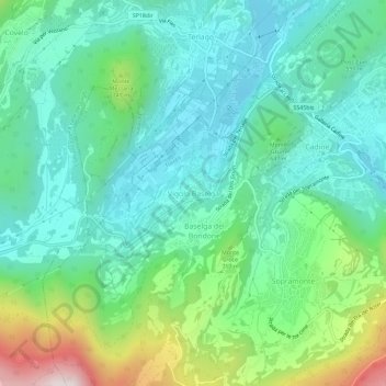 Mappa topografica Vigolo Baselga, altitudine, rilievo