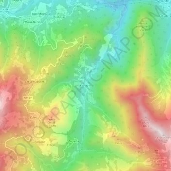 Mappa topografica Richiaglio, altitudine, rilievo