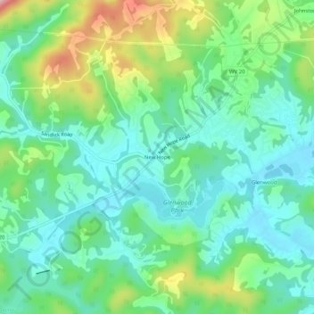 Mappa topografica New Hope, altitudine, rilievo