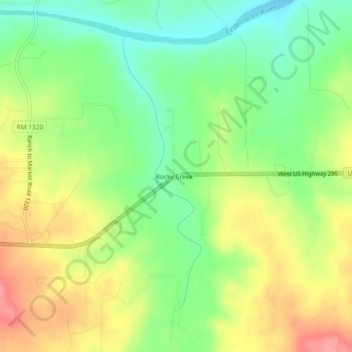 Mappa topografica Rocky Creek, altitudine, rilievo