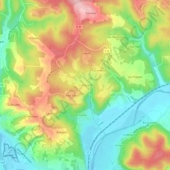 Mappa topografica La Peyrière, altitudine, rilievo