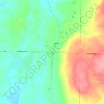 Mappa topografica East Concord, altitudine, rilievo