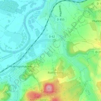 Mappa topografica Metrich, altitudine, rilievo