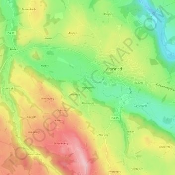 Mappa topografica Weihalden, altitudine, rilievo