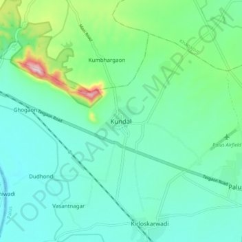 Mappa topografica Kundal, altitudine, rilievo