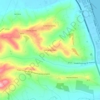 Mappa topografica Casette Antonelli, altitudine, rilievo