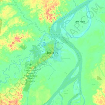 Mappa topografica Iquitos, altitudine, rilievo