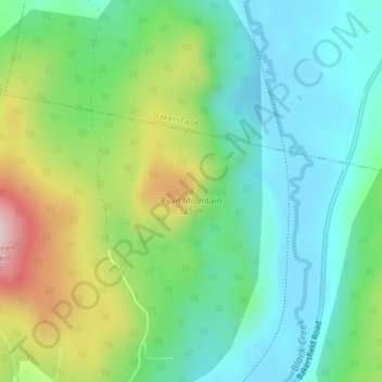 Mappa topografica Ryan Mountain, altitudine, rilievo